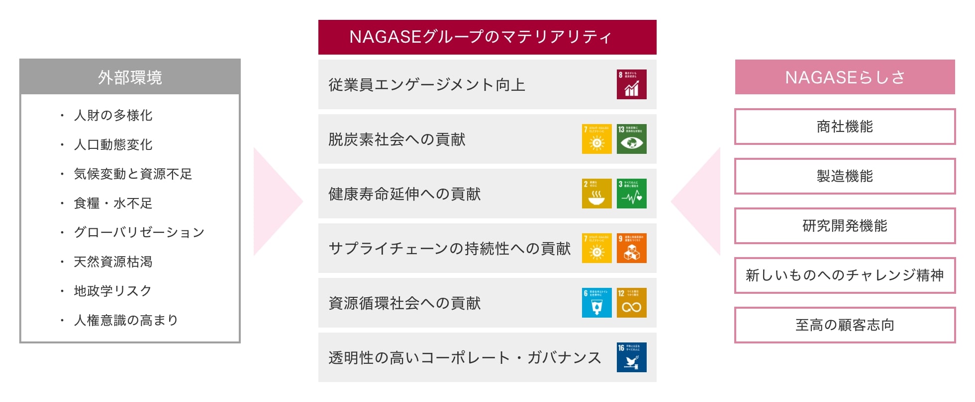 NAGASEグループのマテリアリティ（重要課題）